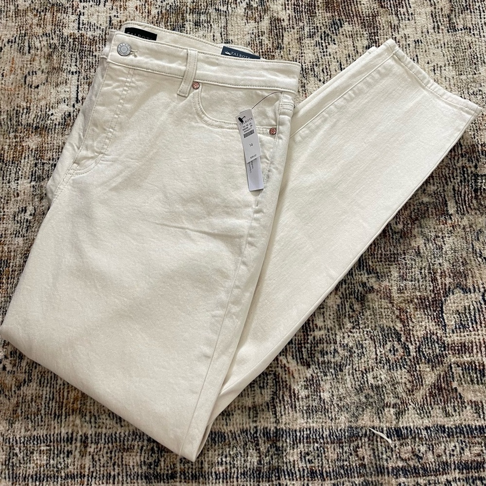 Talbots slim ankle Jeans size 14~ NWT ivory cream slimming denim
